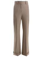 Matchesfashion.com See By Chlo - Checked Wide Leg Cuffed Trousers - Womens - Beige Multi