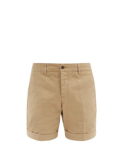 Matchesfashion.com Ami - Turn-up Cuff Cotton-twill Shorts - Mens - Beige