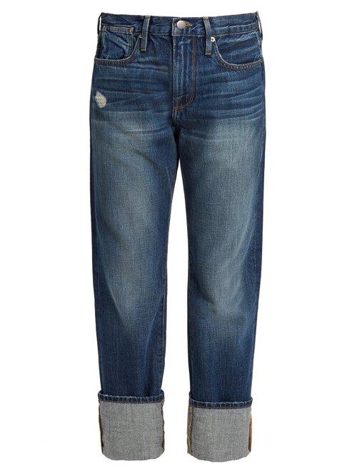 Matchesfashion.com Frame - Le Oversized Straight Leg Jeans - Womens - Dark Blue