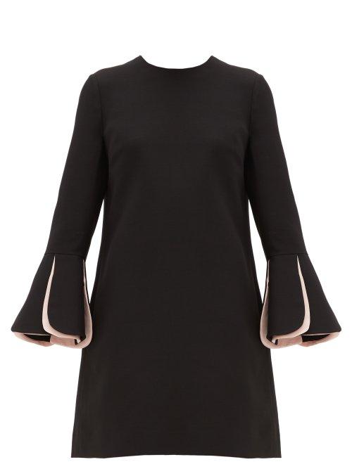 Matchesfashion.com Valentino - Fluted Sleeve Wool Blend Crepe Mini Dress - Womens - Black Multi