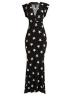 Norma Kamali V-neck Star-print Jersey Dress