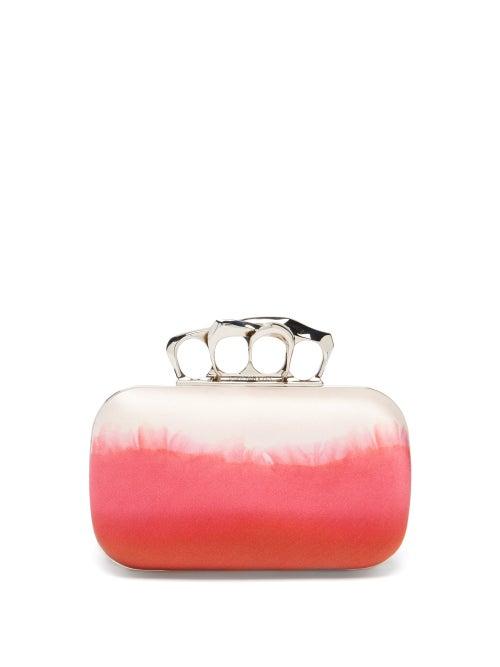 Matchesfashion.com Alexander Mcqueen - Sculptural Four-ring Gradient Silk-satin Clutch - Womens - Pink Multi