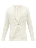 120 Lino 120% Lino - Patch-pocket Linen-cambric Suit Jacket - Mens - Cream