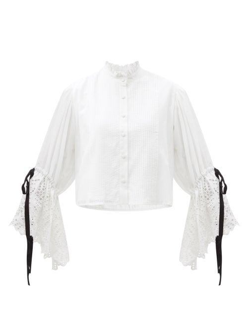 Matchesfashion.com Lug Von Siga - Cecilia Broderie-anglaise Poplin Blouse - Womens - White