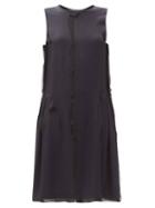 Matchesfashion.com Maison Margiela - Raw-edged Chiffon-trim Crepe Dress - Womens - Navy