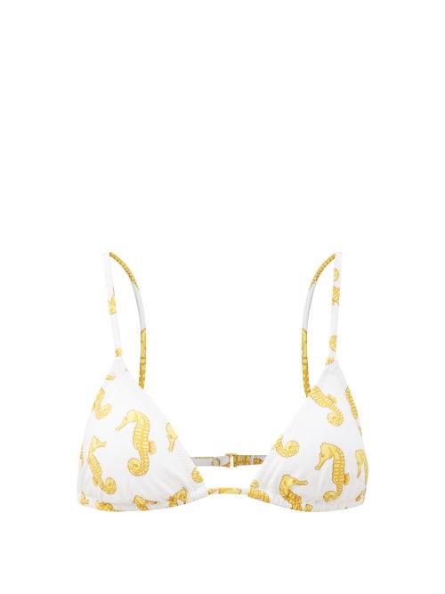 Matchesfashion.com Fisch - Coco Seahorse-print Triangle Bikini Top - Womens - White Multi