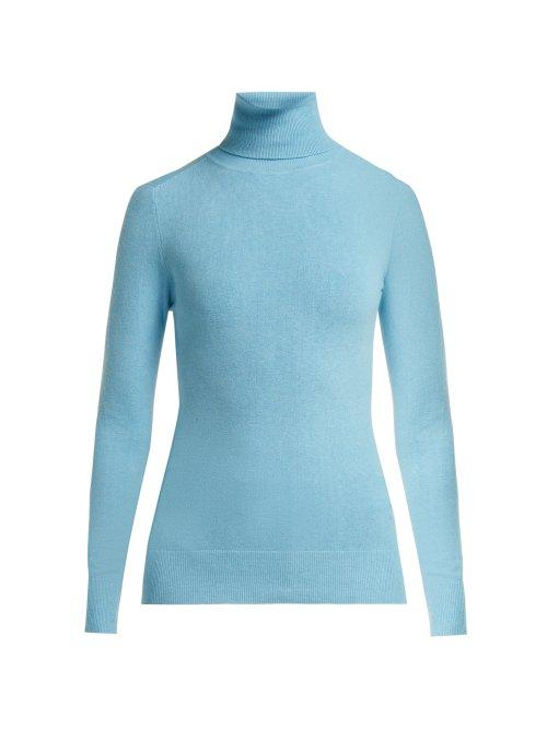 Matchesfashion.com Joostricot - Peachskin Roll Neck Cotton Blend Sweater - Womens - Light Blue