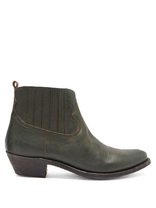 Matchesfashion.com Golden Goose Deluxe Brand - Crosby Leather Ankle Boots - Womens - Dark Green