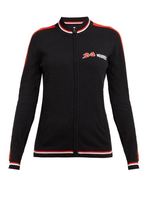 Matchesfashion.com Bella Freud - 24 Heures Intarsia Cashmere Zip Through Sweater - Womens - Black Multi