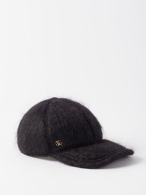 Gucci - Gg-plaque Mohair-blend Baseball Cap - Womens - Black