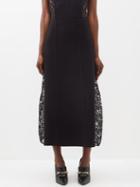 Gabriela Hearst - Damon Lace-insert Merino Midi Skirt - Womens - Black