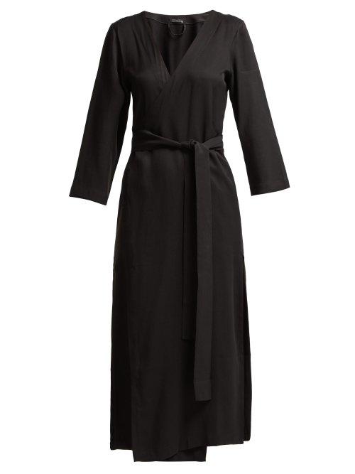 Matchesfashion.com Haight - Heart V Neck Wrap Crepe Midi Dress - Womens - Black