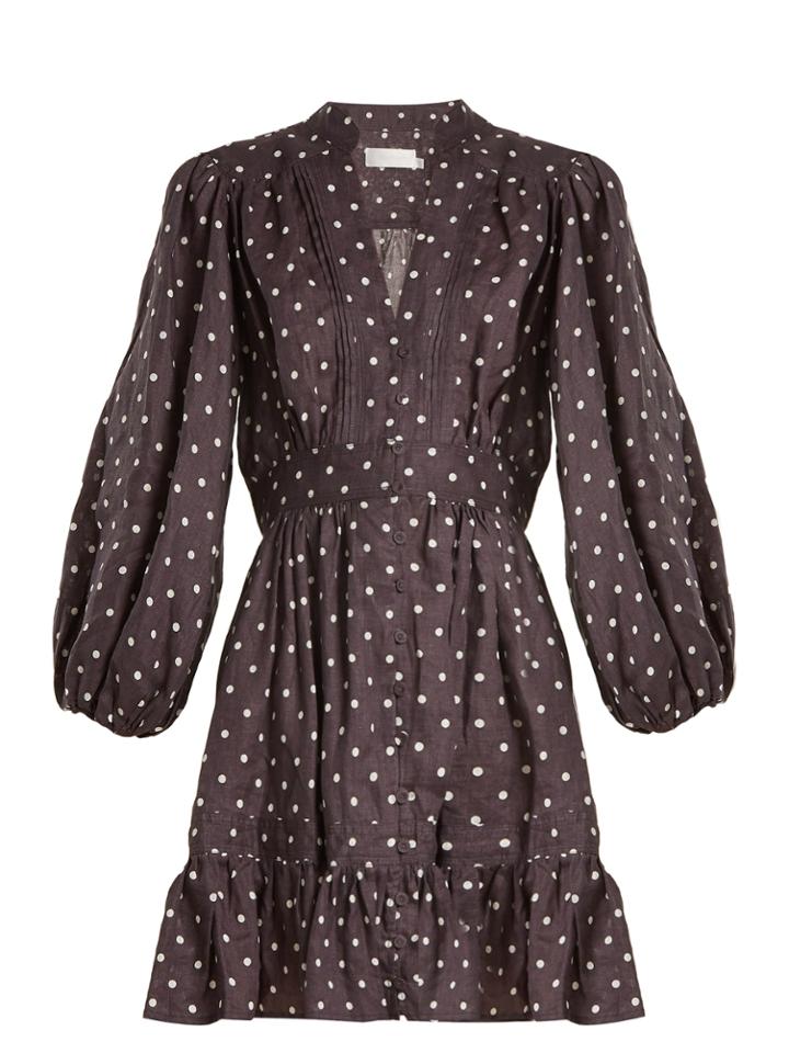 Zimmermann Prima Polka-dot Linen Dress