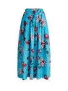 Matchesfashion.com Diane Von Furstenberg - Floral Print Cotton Blend Skirt - Womens - Blue Multi