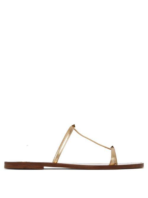 Matchesfashion.com Valentino - Rockstud Leather Sandals - Womens - Gold