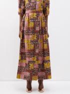 Wiggy Kit - Beetle Patchwork Print Silk Maxi Skirt - Womens - Multi