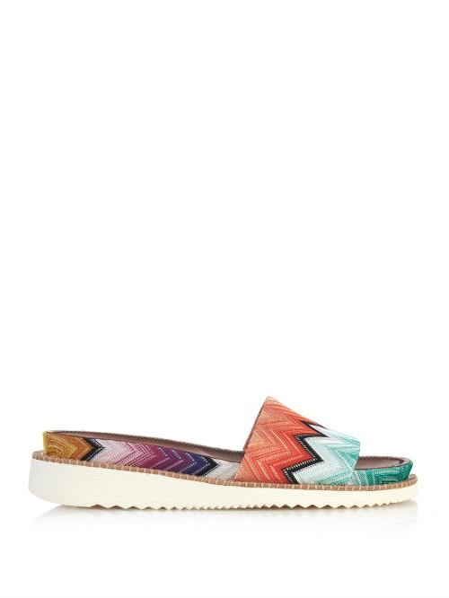 Missoni Zigzag-striped Crochet-knit Slides