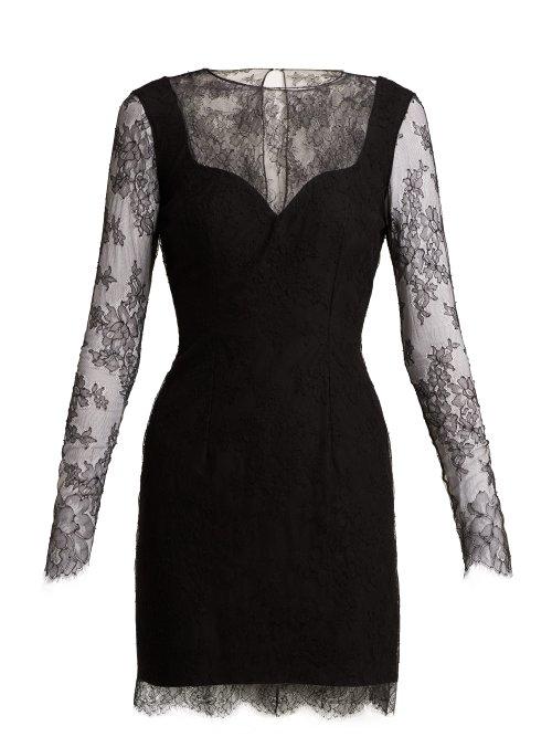 Matchesfashion.com Emilio De La Morena - Grace Lace And Silk Blend Mini Dress - Womens - Black