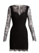 Matchesfashion.com Emilio De La Morena - Grace Lace And Silk Blend Mini Dress - Womens - Black
