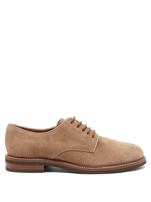 Brunello Cucinelli - Beaver Suede Derby Shoes - Mens - Beige