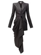 Matchesfashion.com Alexander Mcqueen - Draped Panel Satin And Crepe Blazer - Womens - Black