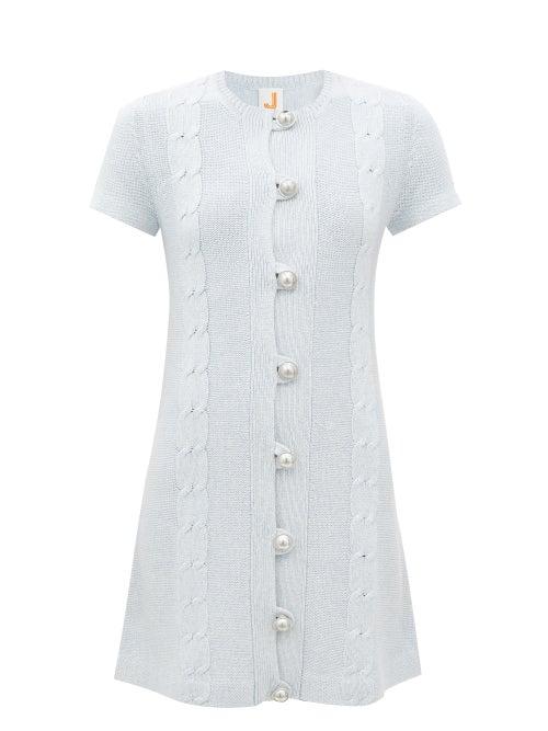 Joostricot - Mlange Cable-knit Mini Dress - Womens - Light Blue