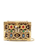 Matchesfashion.com Dolce & Gabbana - Crystal Embellished Box Clutch - Womens - Black Gold