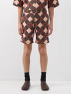 Ahluwalia - Check-print Recycled-shell Shorts - Mens - Green Multi