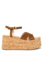 Matchesfashion.com Gianvito Rossi - Bebe 85 Crossover-strap Suede Wedge Sandals - Womens - Dark Brown