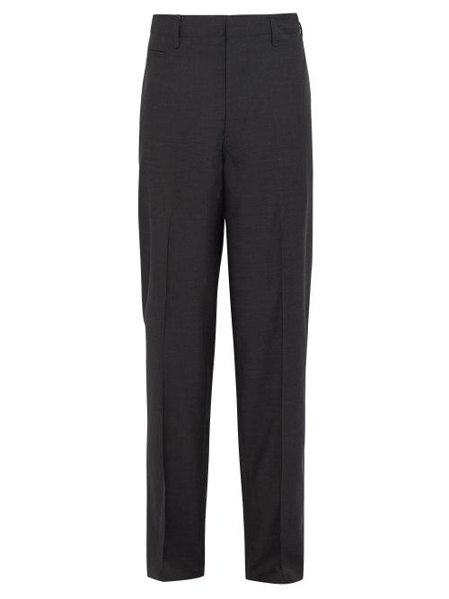Matchesfashion.com Lemaire - Basket Weave Virgin Wool Poplin Trousers - Mens - Dark Grey