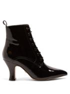 Matchesfashion.com Alexachung - Victoriana Patent Leather Lace Up Boots - Womens - Black