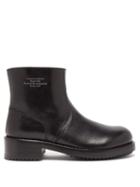 Matchesfashion.com Raf Simons - Debossed-text Leather Ankle Boots - Mens - Black