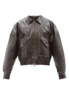 Y/project - Draped Faux-leather Bomber Jacket - Mens - Brown