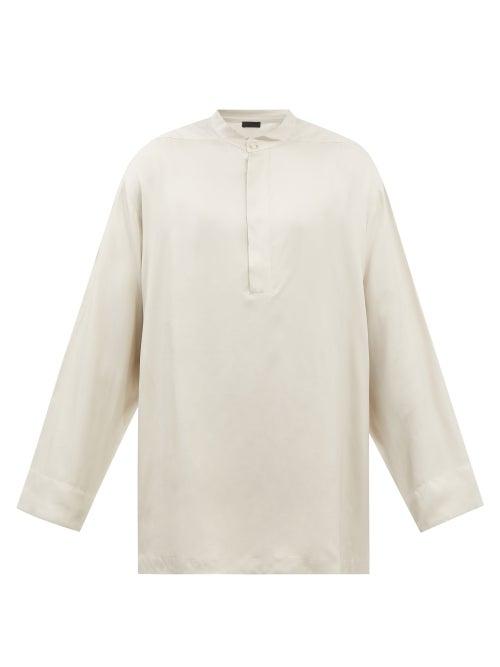 Fear Of God - Concealed-placket Satin Henley Top - Mens - Cement