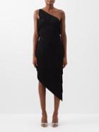 Norma Kamali - One-shoulder Fringed Jersey Dress - Womens - Black