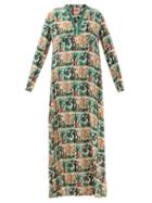 Matchesfashion.com Le Sirenuse, Positano - Cappa Where Is My Head At-print Silk Kaftan - Womens - Green Print