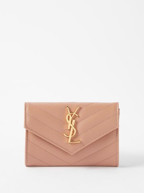 Saint Laurent - Ysl-logo Quilted Leather Wallet - Womens - Beige