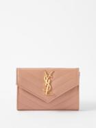 Saint Laurent - Ysl-logo Quilted Leather Wallet - Womens - Beige