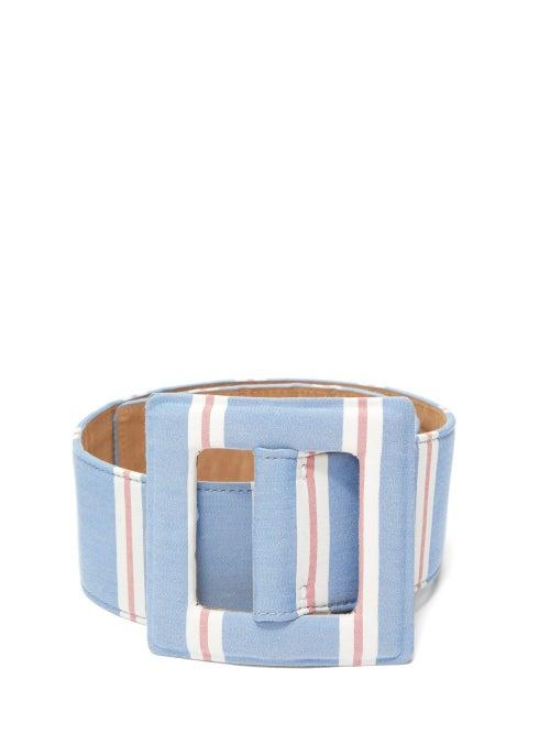 Matchesfashion.com Carolina Herrera - Square-buckle Striped Canvas Belt - Womens - Blue Multi