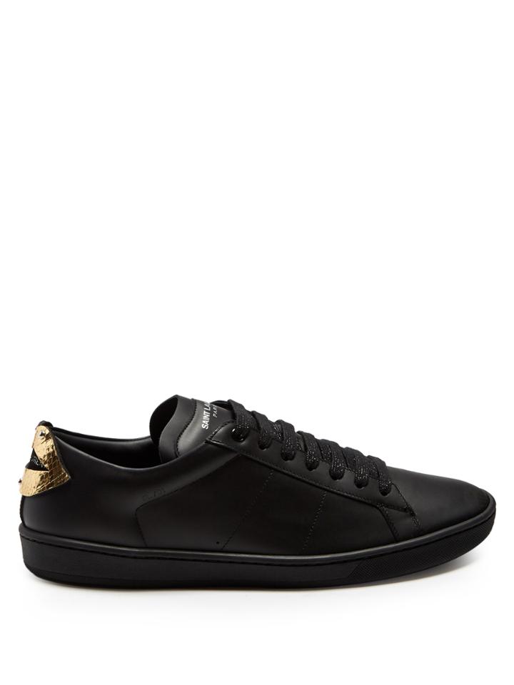 Saint Laurent Court Classic Low-top Lips-panel Leather Trainers