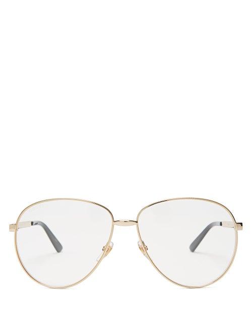 Matchesfashion.com Gucci - Aviator-frame Glasses - Mens - Gold