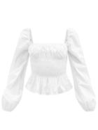 Staud - Jules Square-neck Cotton-blend Blouse - Womens - White