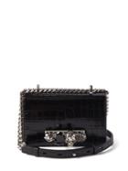 Alexander Mcqueen - Knuckle Crocodile-effect Leather Cross-body Bag - Womens - Black