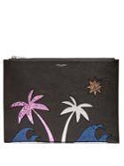 Saint Laurent Palm Tree-embellished Leather Pouch