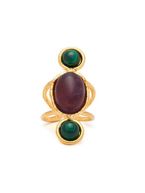Matchesfashion.com Sylvia Toledano - Wonder Amethyst & Malachite Ring - Womens - Burgundy