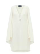 Matchesfashion.com Julie De Libran - Bluebird Cape Sleeve Silk Crepe Dress - Womens - White