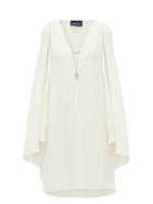 Matchesfashion.com Julie De Libran - Bluebird Cape Sleeve Silk Crepe Dress - Womens - White