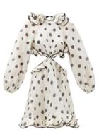 Matchesfashion.com Zimmermann - Lovestruck Ruffled Polka-dot Linen-blend Dress - Womens - White Black