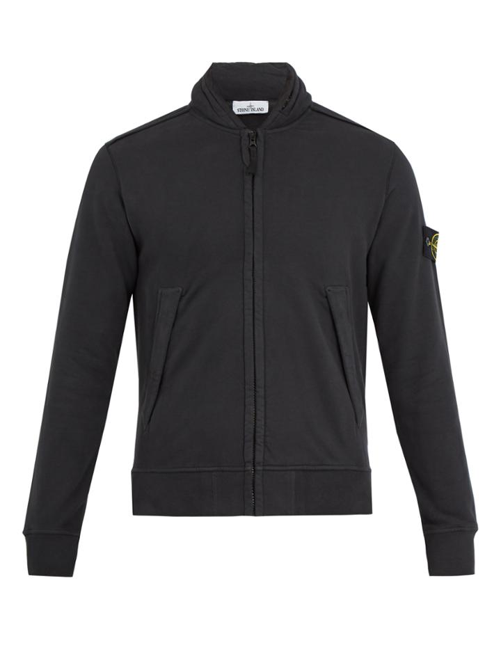 Stone Island Concealed-hood Zip-through Cotton Sweatshirt