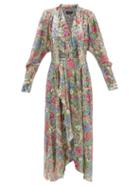 Isabel Marant - Nalisma Floral-print Silk-blend Fil Coup Dress - Womens - Green Multi